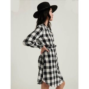 Lucky Brand Mackenzie Buffalo Plaid Long Sleeve Shirtdress M